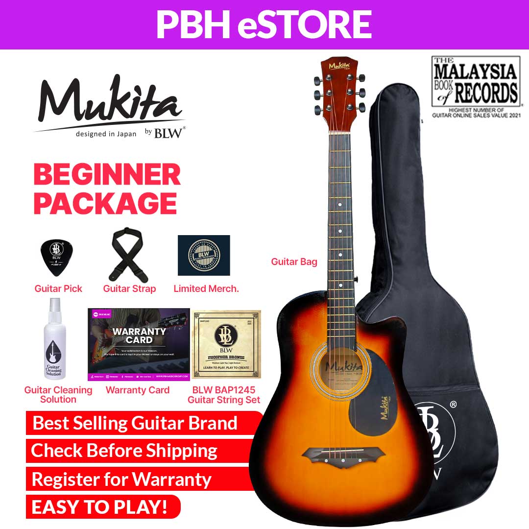 Mukita Basic Acoustic Guitar - Beginner Package