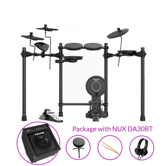 NUX DM-1X 5 Piece Digital Electronic Drum Set With DA-30BT Monitor Speaker And Kick Pedal (DM1X DM1 DA30)