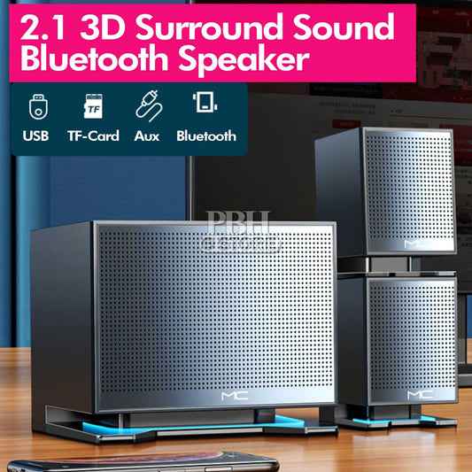 Bluetooth Speaker 2.1 3d Surround Sound Stereo Subwoofer Bluetooth USB Speaker for Multimedia Smart Phone, TV, PC, Lapto