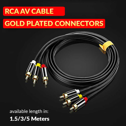 RCA x 3 Gold Plated Alloy Connector AV Cable 1.5/3/10M