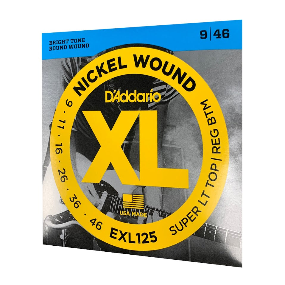 D'Addario EXL125 Nickel Wound Electric Guitar Strings, Super Light Top/ Regular Bottom, 9-46