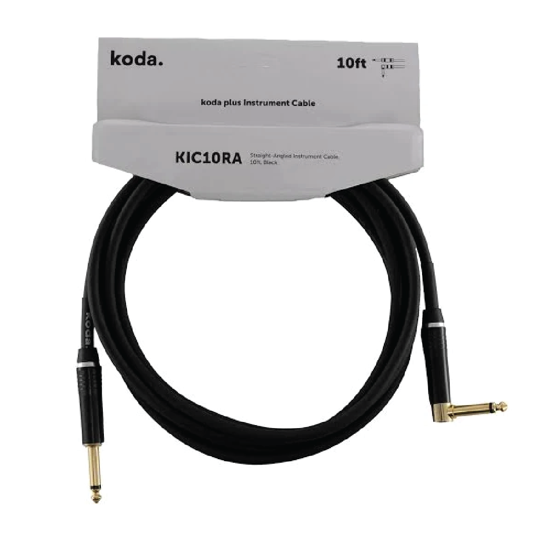 koda plus KIC10RA Straight-Angled Instrument Cable, 10ft, Black