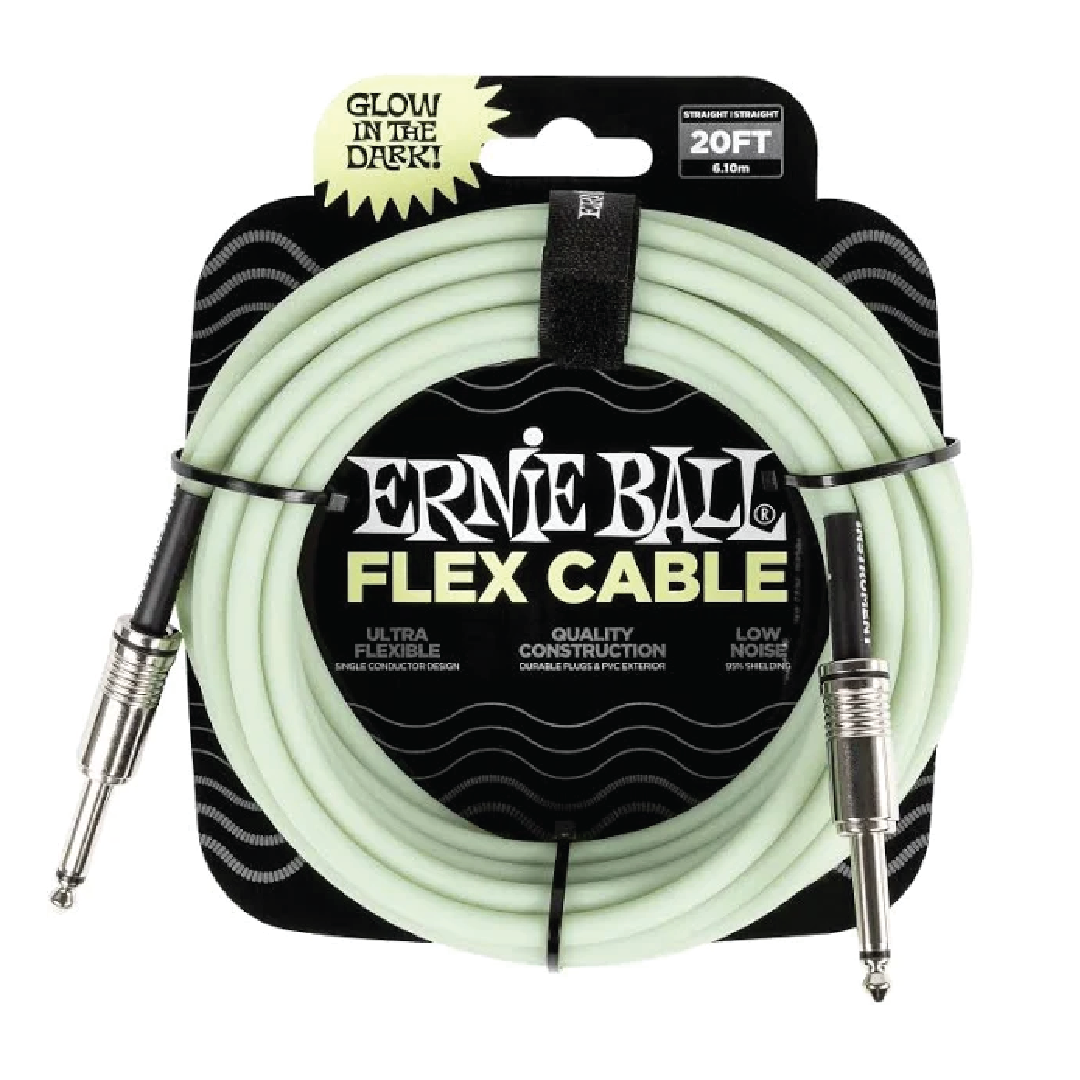 Ernie Ball P06437 FLEX Instrument Cable 20 Ft, Glow in Dark