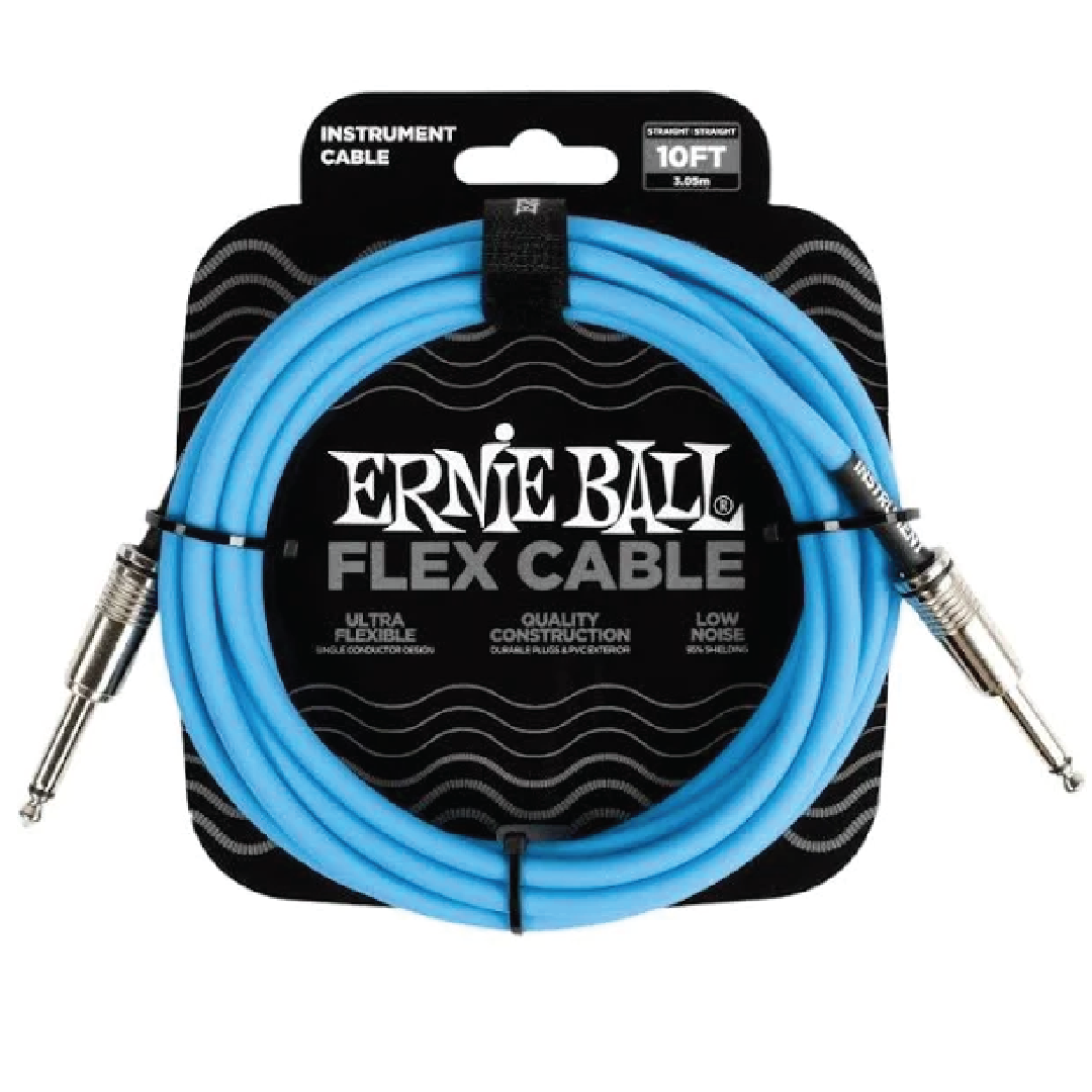 Ernie Ball EB6412 FLEX Instrument Cable 10 Ft, Blue