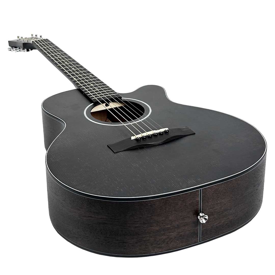 BLW 36" Spruce top Mahogany Back Travel Guitar with cutaway - Black