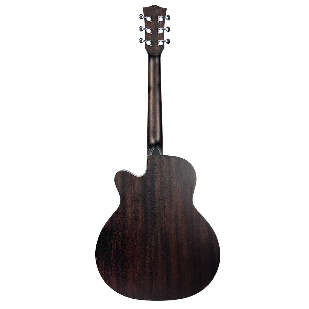 BLW 36" Spruce top Mahogany Back Travel Guitar with cutaway - Black