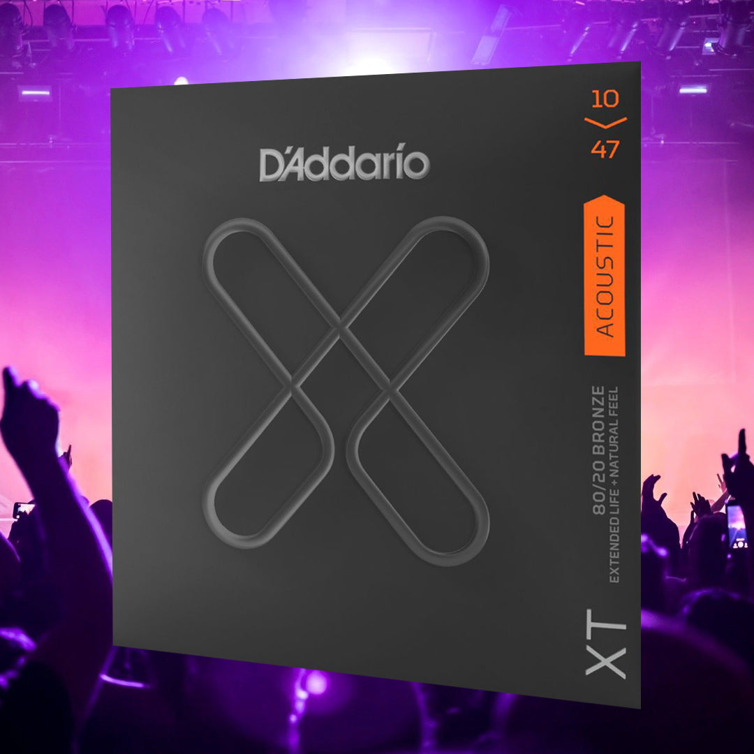 D’Addario XTABR1047 XT 80/20 Bronze Coated Acoustic Guitar Strings, Extra Light, 10-47 Gauge