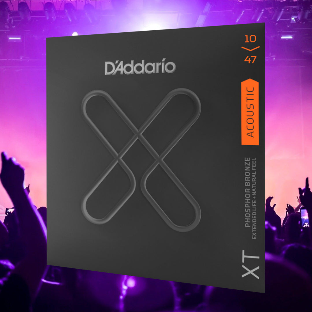 D’Addario XTAPB1047 XT Phosphor Bronze Coated Acoustic Guitar Strings, Extra Light, 10-47 Gauge