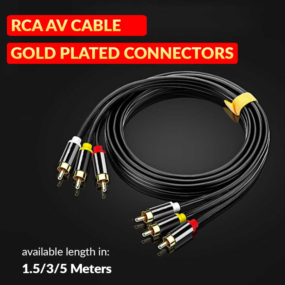 RCA x 3 Gold Plated Alloy Connector AV Cable 1.5/3/10M