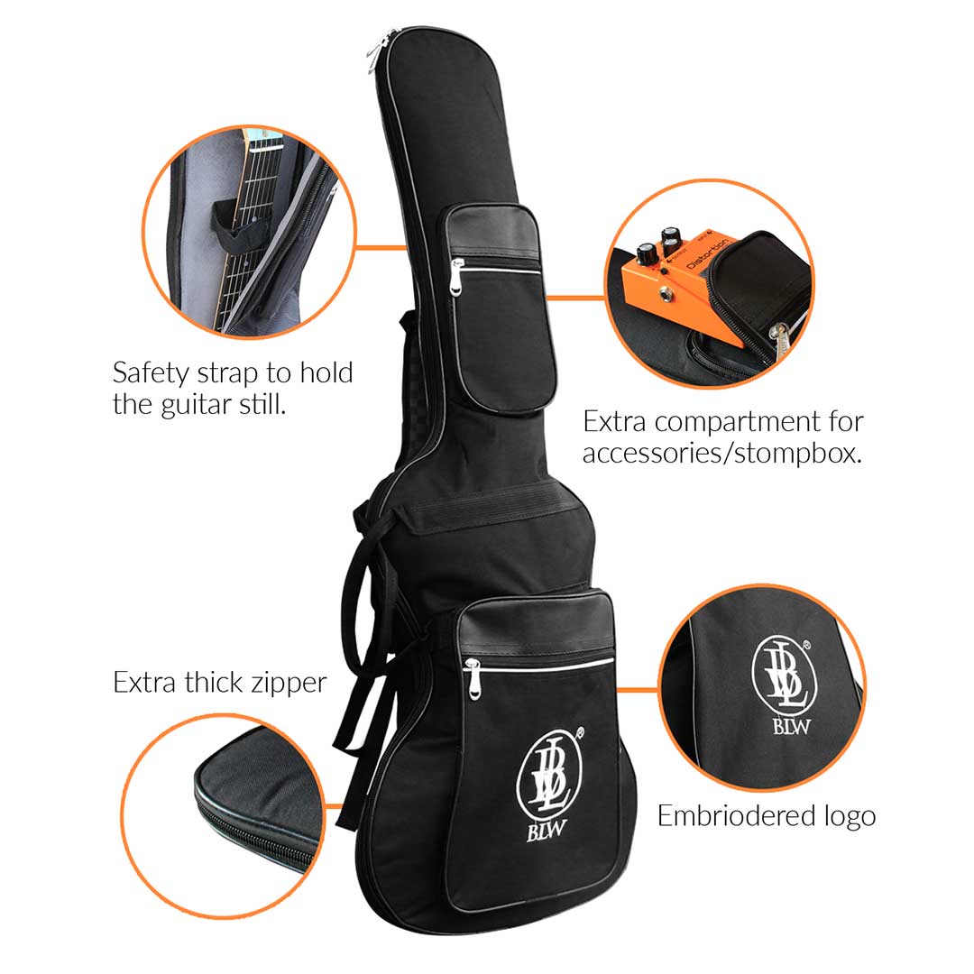 BLW BGEG Electric Guitar Gig Bag with 3 Compartments