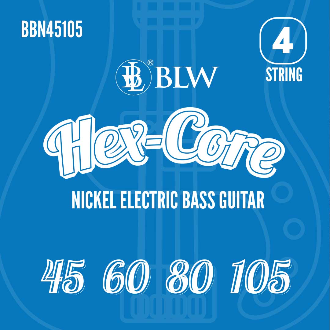 BLW BBN45105 HEXCORE 4 String Nickel Electric Bass Guitar String Set