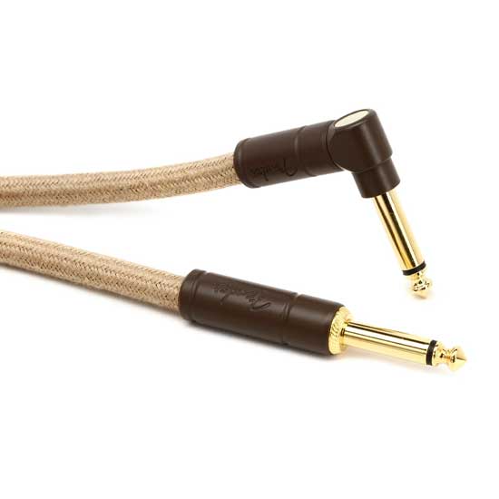 Fender Festival Hemp Angled Instrument Cable, 10ft, Pure Hemp, Natural