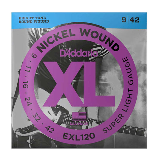 D'Addario EXL120 Nickel Wound Electric Guitar Strings, Super Light, 9-42