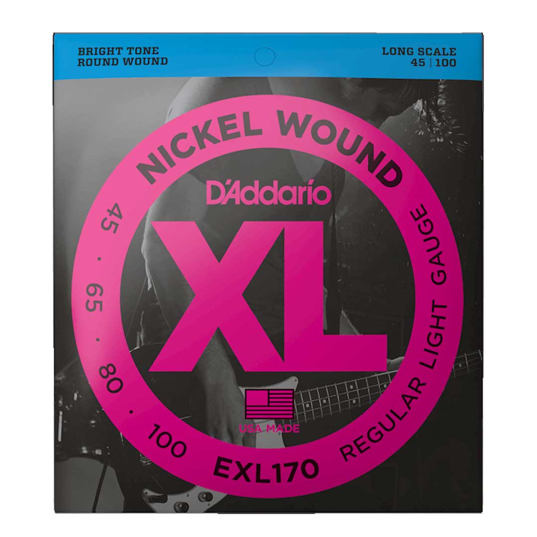 D'Addario EXL170 Nickel Wound Bass Guitar Strings, Light, 45-100, Long Scale