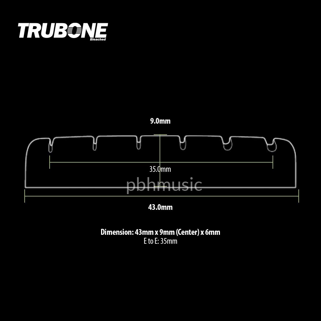 TRUBONE A430 Water Buffalo Bleached Slotted Acoustic Guitar Bone Nut